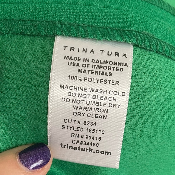 Trina Turk Sleeveless V-Neck Blouse in Emerald Green - Picture 6 of 6